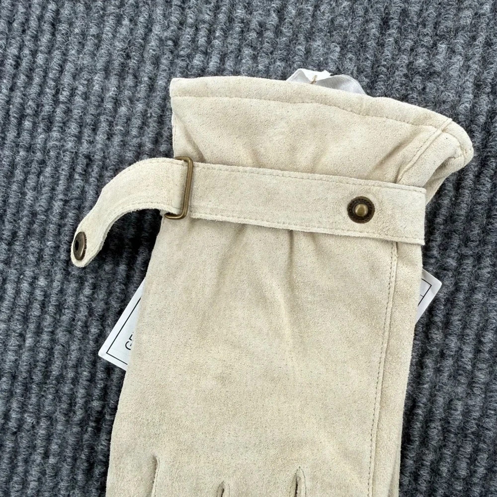 Lizden Womens Large Tan Suede Leather Gloves Acrylic Knit Lined Winter